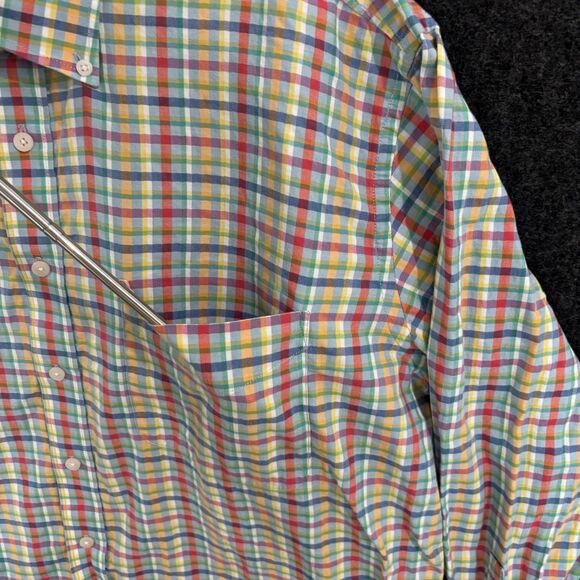 Alan Flusser Shirt Men's Large Multicolor Plaid Button Down Cotton Pocket Casual - Picture 4 of 9